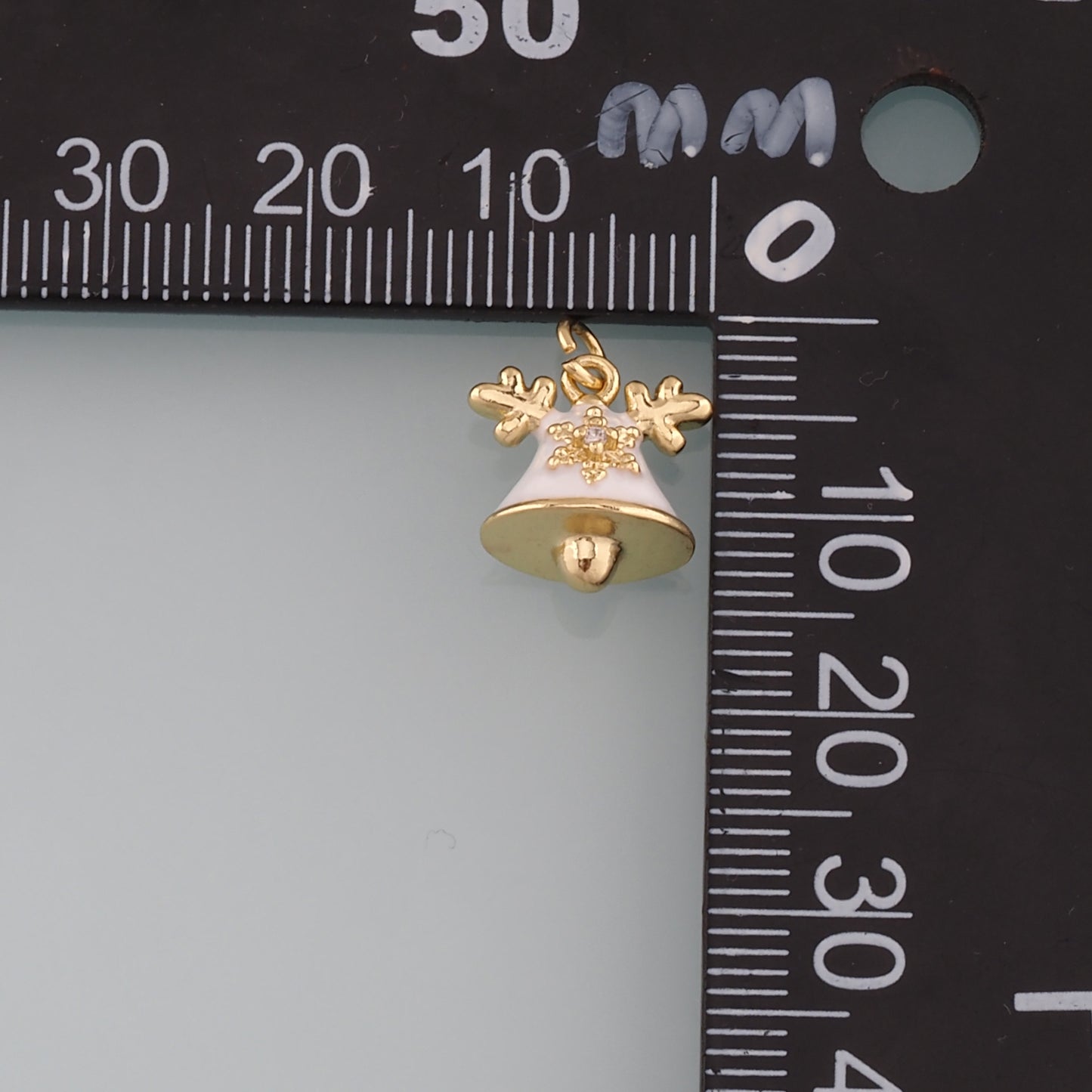 Gold Christmas Charms,18K Gold Filled Enamel Christmas Bells Pendant Charm Bracelet Necklace for DIY Jewelry Making Supply