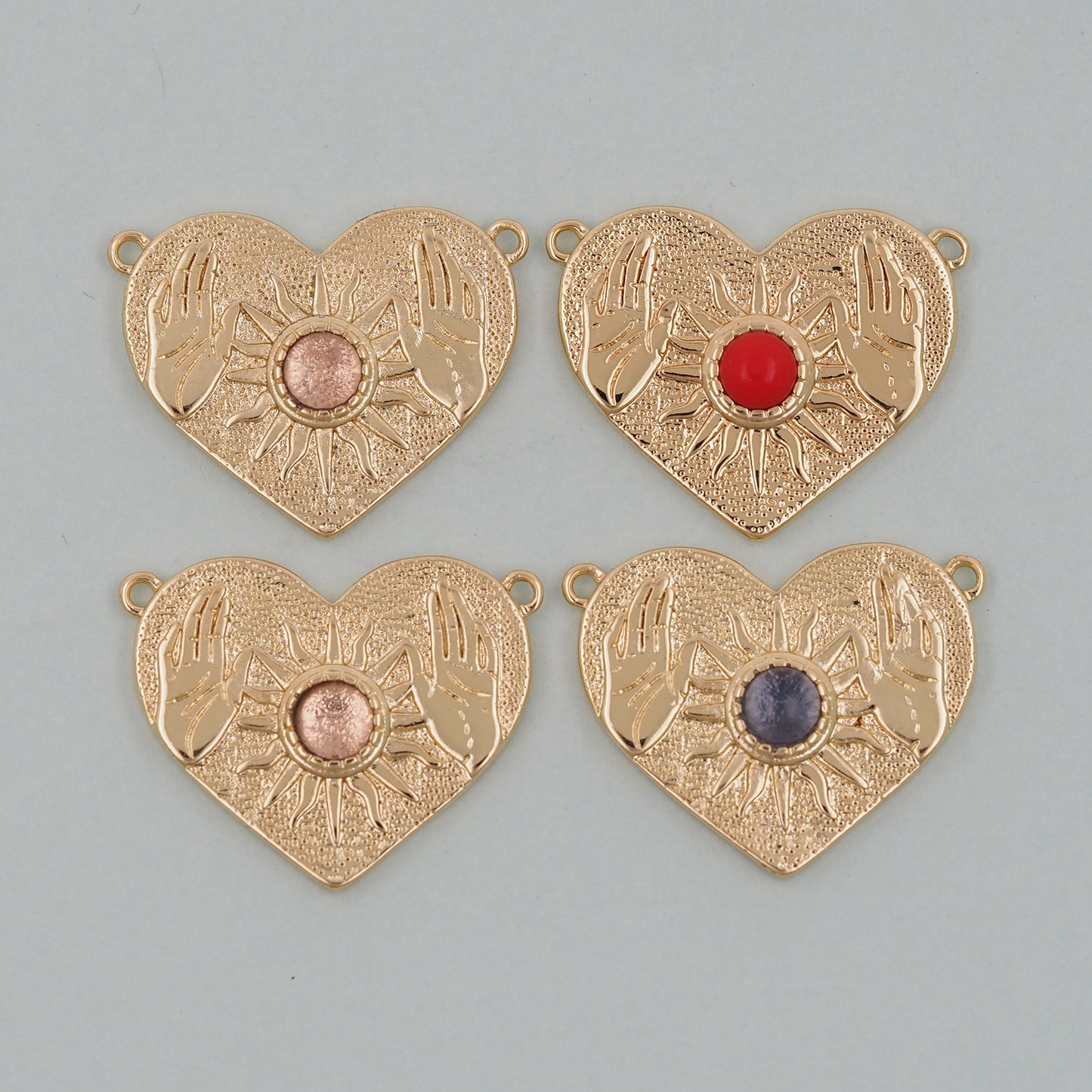 Gold Heart Charms,18K Gold Filled Heart Pendant,Heart Charm Bracelet Necklace for DIY Jewelry Making Supply