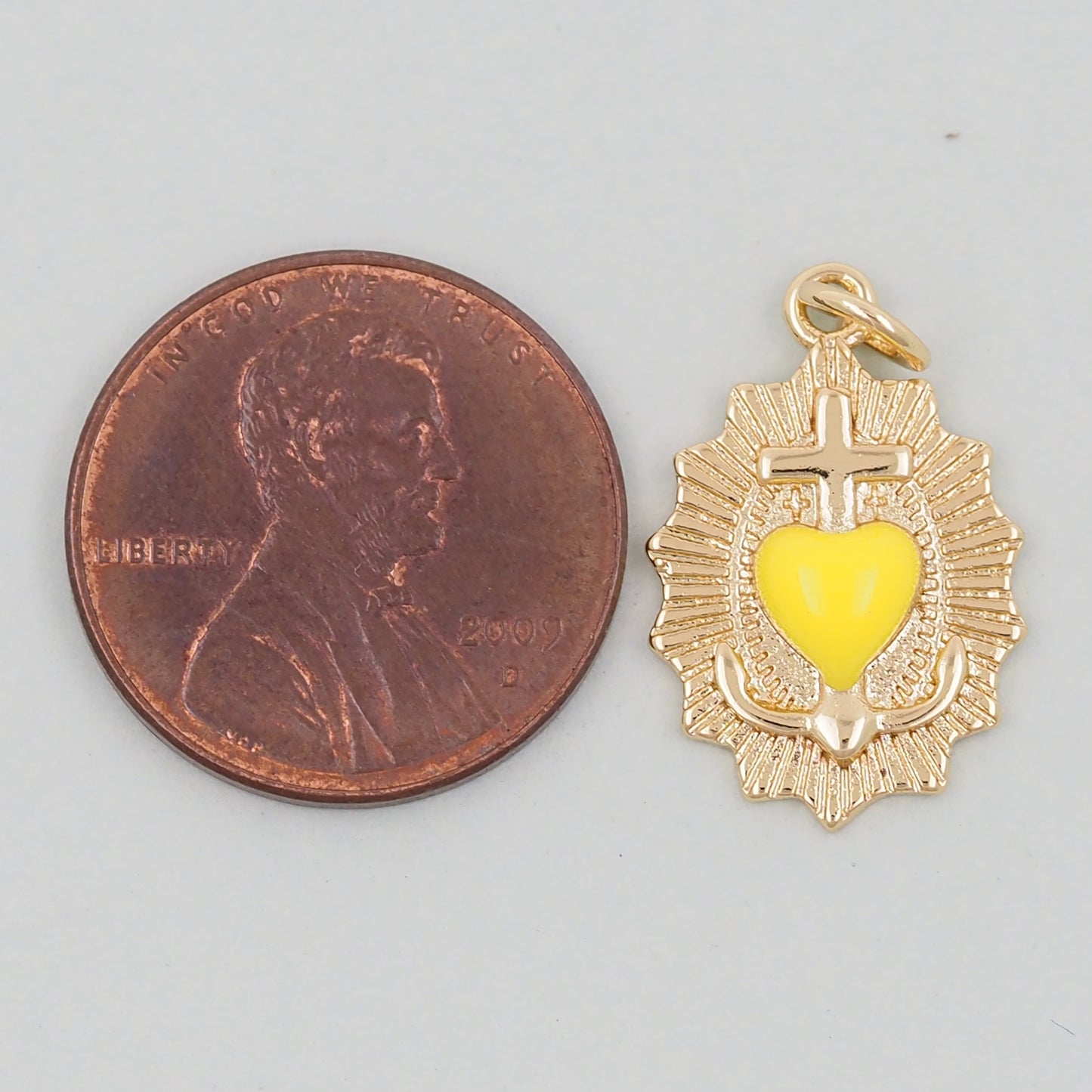 Gold Heart Charms,18K Gold Filled Cross Heart Pendant,Enamel Heart Charm Bracelet Necklace for DIY Jewelry Making Supply