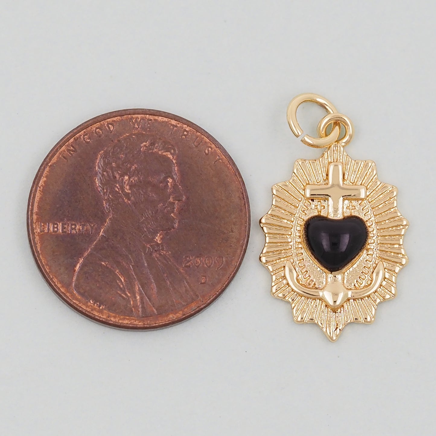 Gold Heart Charms,18K Gold Filled Cross Heart Pendant,Enamel Heart Charm Bracelet Necklace for DIY Jewelry Making Supply