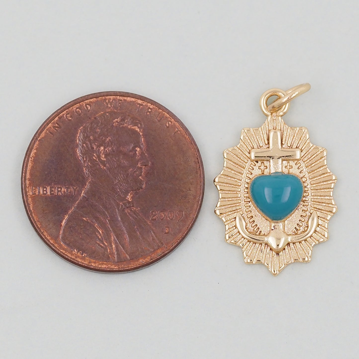 Gold Heart Charms,18K Gold Filled Cross Heart Pendant,Enamel Heart Charm Bracelet Necklace for DIY Jewelry Making Supply