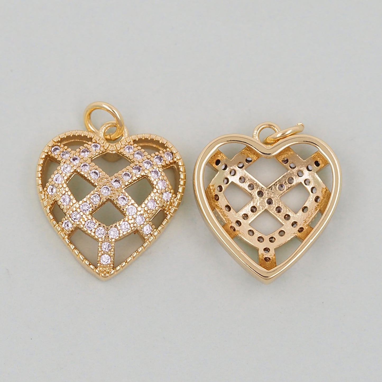 Gold Heart Charms,18K Gold Filled Heart Pendant,Heart Charm Bracelet Necklace for DIY Jewelry Making Supply