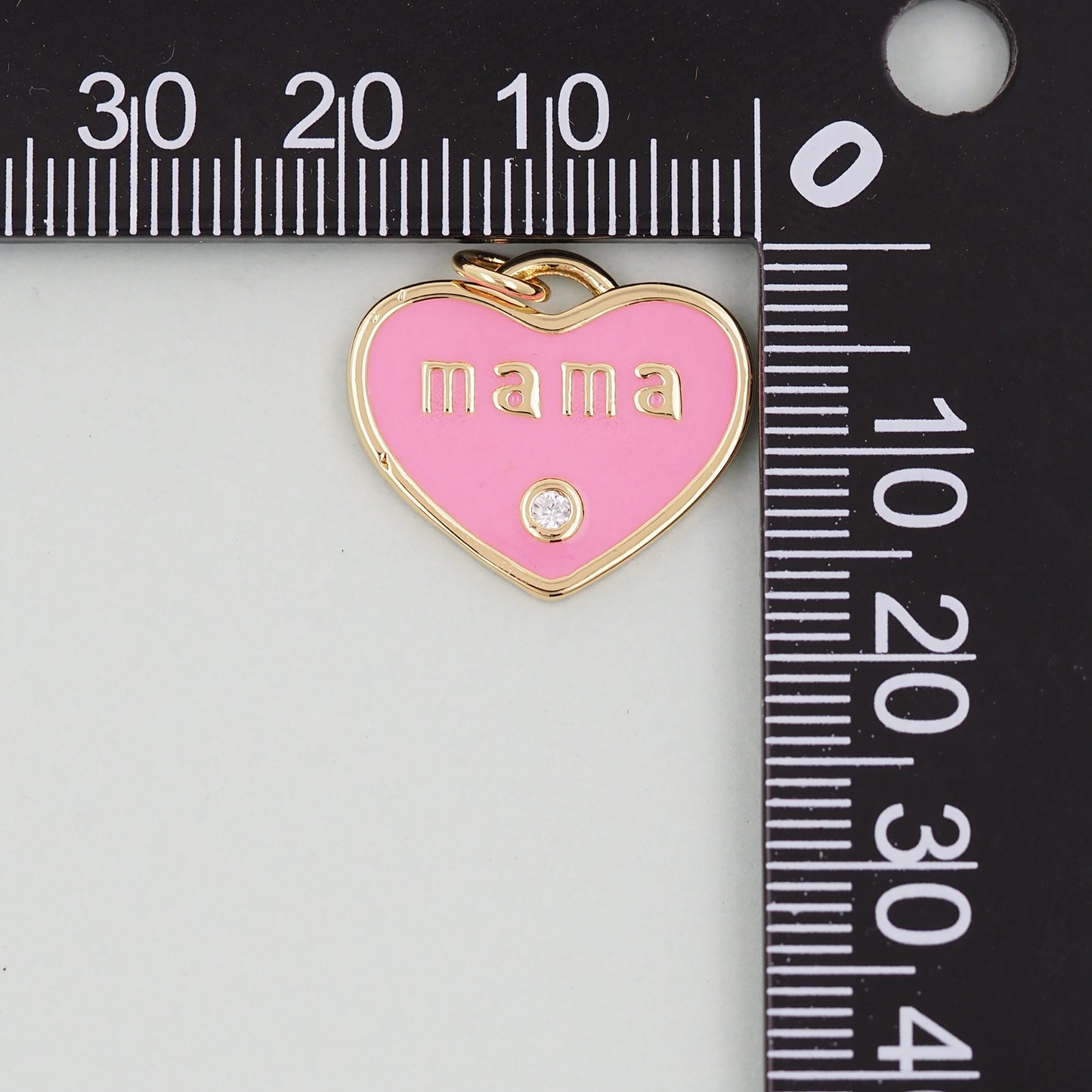 Gold Heart Mama Charms,18K Gold Filled Heart Pendant,Enamel Heart Charm Bracelet Necklace for DIY Jewelry Making Supply