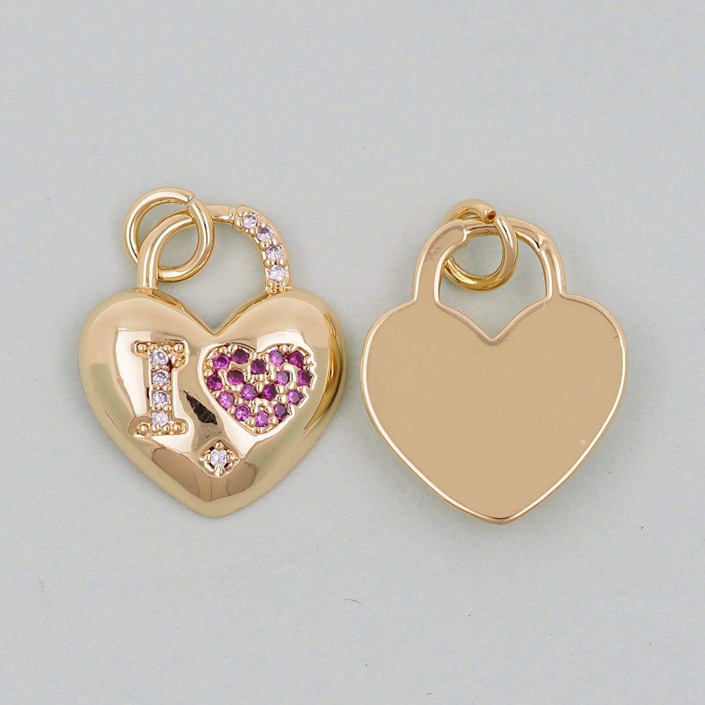 Gold Heart Charms,18K Gold Filled Heart Pendant,Heart Charm Bracelet Necklace for DIY Jewelry Making Supply