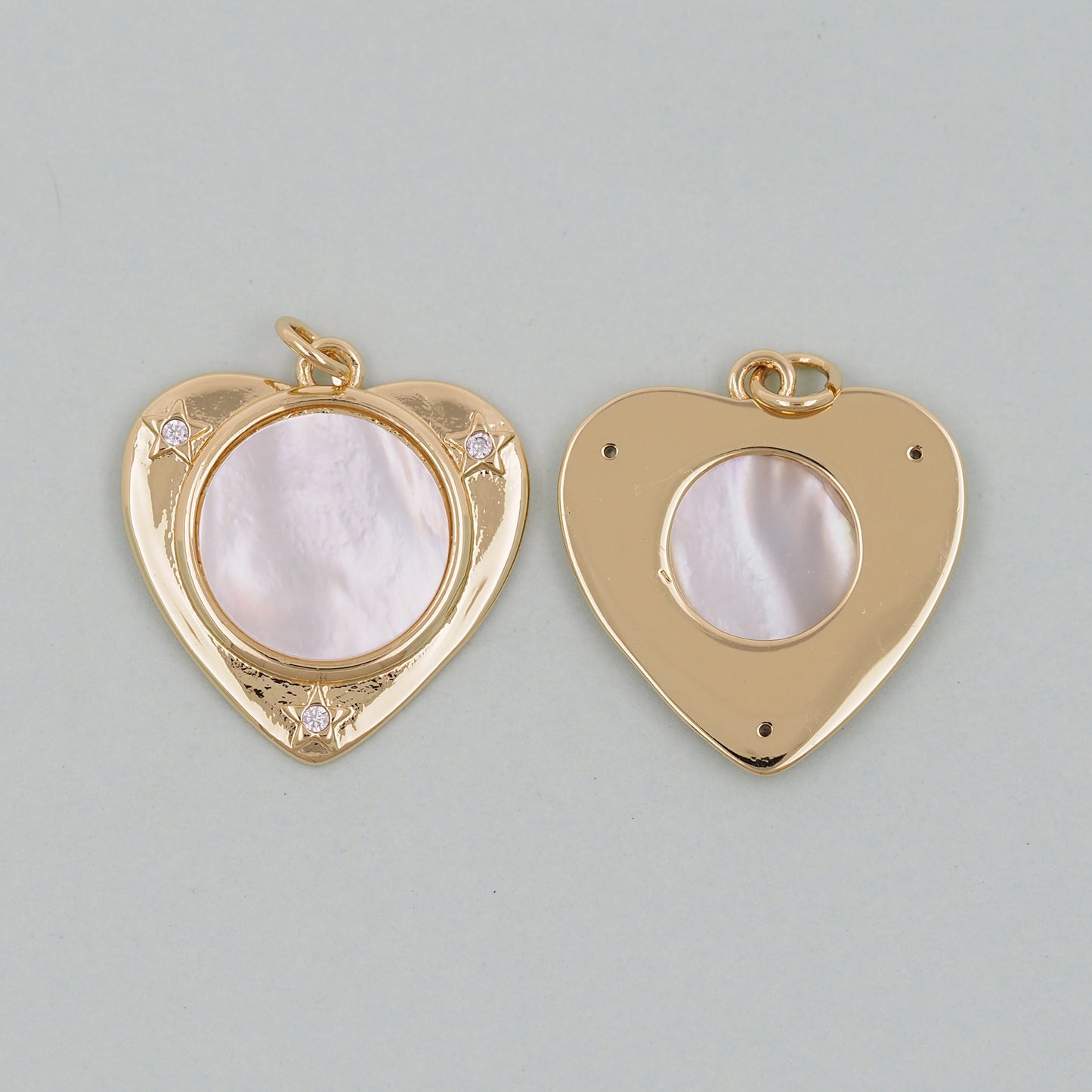 Gold Heart Charms,18K Gold Filled Heart Pendant,White Shell Heart Charm Bracelet Necklace for DIY Jewelry Making Supply