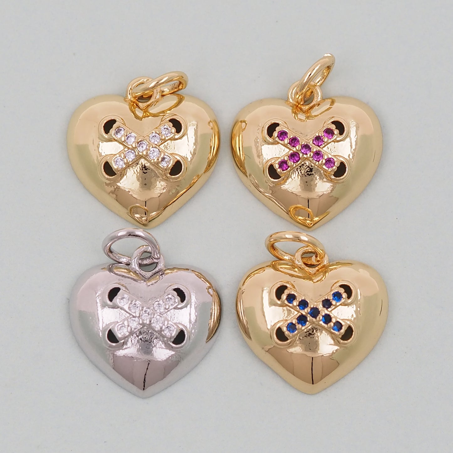 Gold Heart Charms,18K Gold Filled Heart Pendant,Heart Charm Bracelet Necklace for DIY Jewelry Making Supply