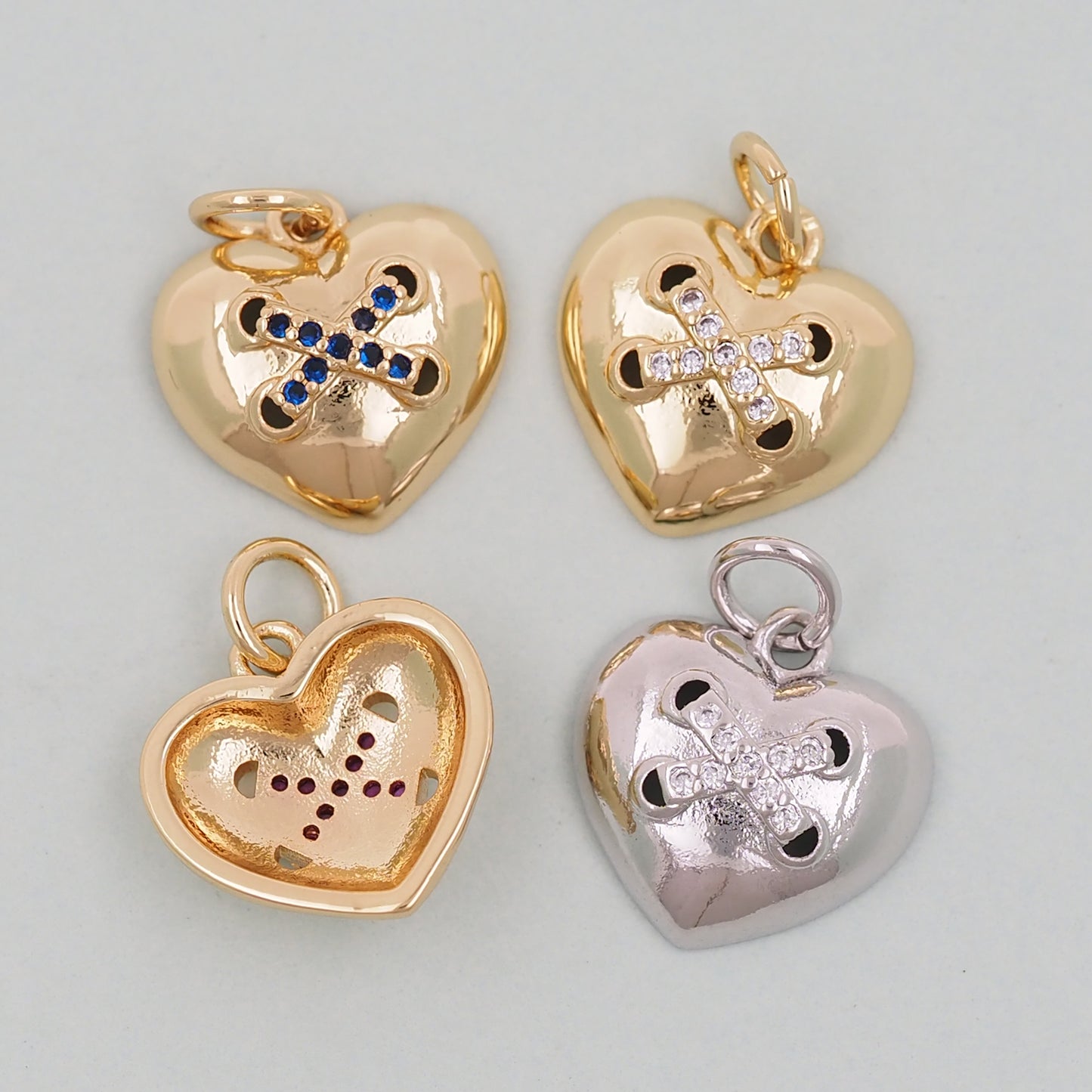 Gold Heart Charms,18K Gold Filled Heart Pendant,Heart Charm Bracelet Necklace for DIY Jewelry Making Supply