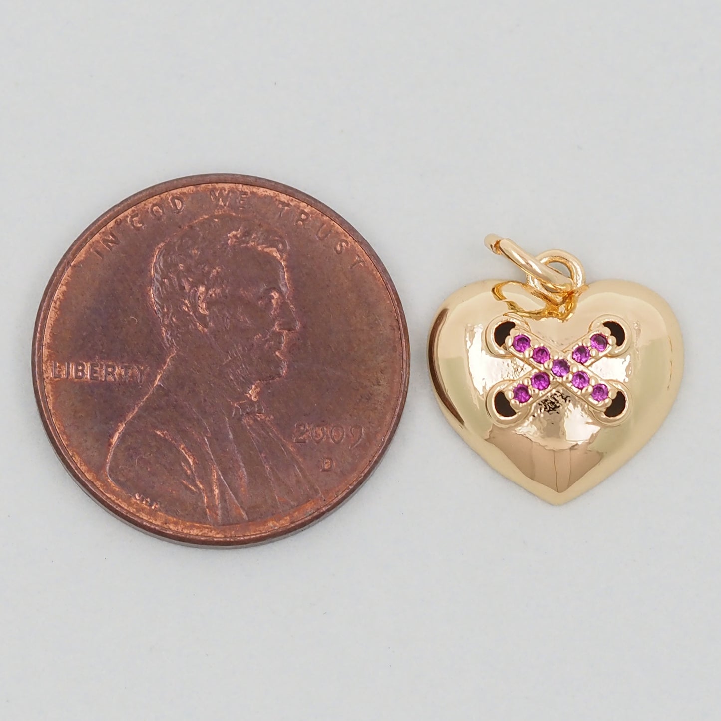 Gold Heart Charms,18K Gold Filled Heart Pendant,Heart Charm Bracelet Necklace for DIY Jewelry Making Supply