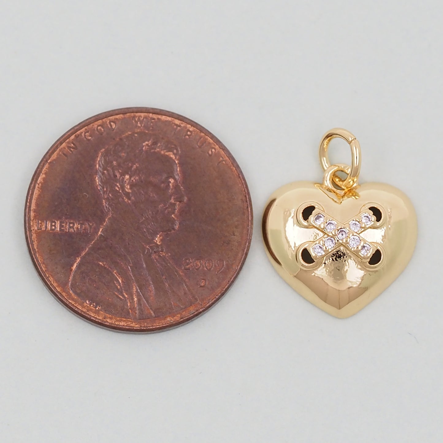 Gold Heart Charms,18K Gold Filled Heart Pendant,Heart Charm Bracelet Necklace for DIY Jewelry Making Supply