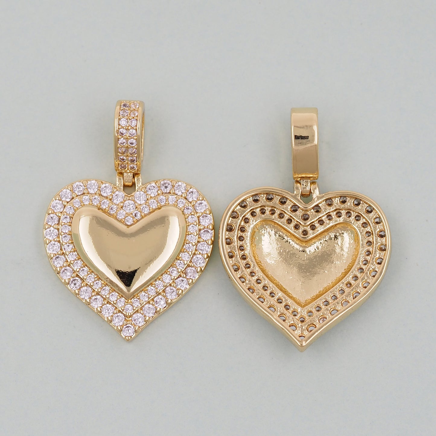 Gold Heart Charms,18K Gold Filled Heart Pendant,Silver Heart Charm Bracelet Necklace for DIY Jewelry Making Supply