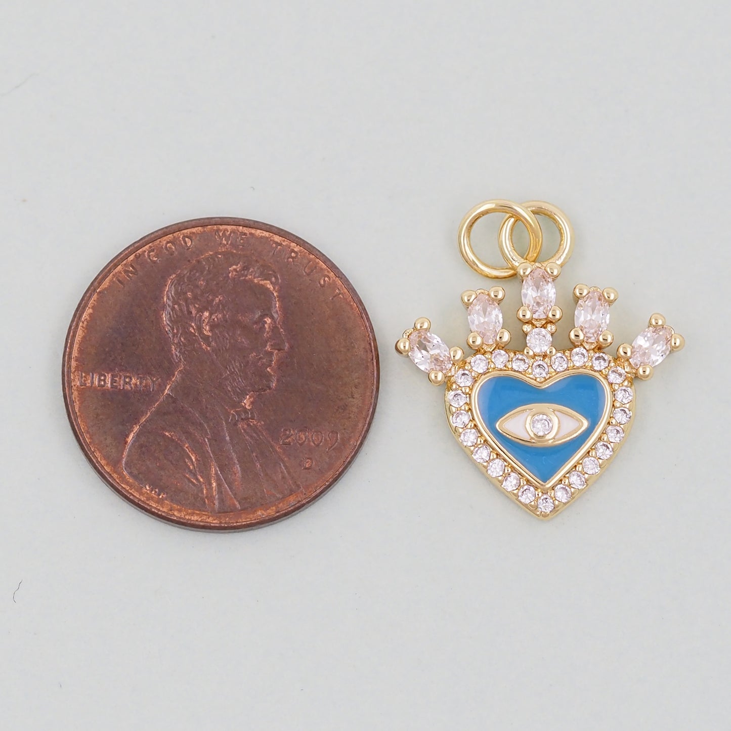 Gold Heart Evil Eye Charms,18K Gold Filled Heart Pendant,Heart Eye Charm Bracelet Necklace for DIY Jewelry Making Supply