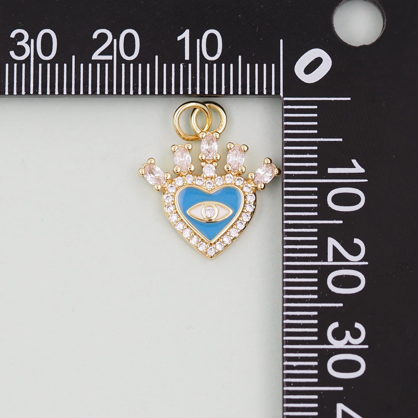 Gold Heart Evil Eye Charms,18K Gold Filled Heart Pendant,Heart Eye Charm Bracelet Necklace for DIY Jewelry Making Supply
