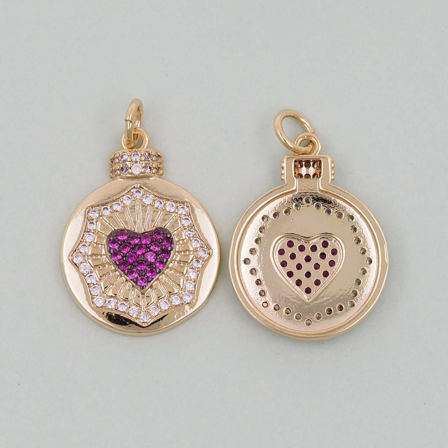 Gold Heart Charms,18K Gold Filled Heart Pendant,I love you Heart Charm Bracelet Necklace for DIY Jewelry Making Supply