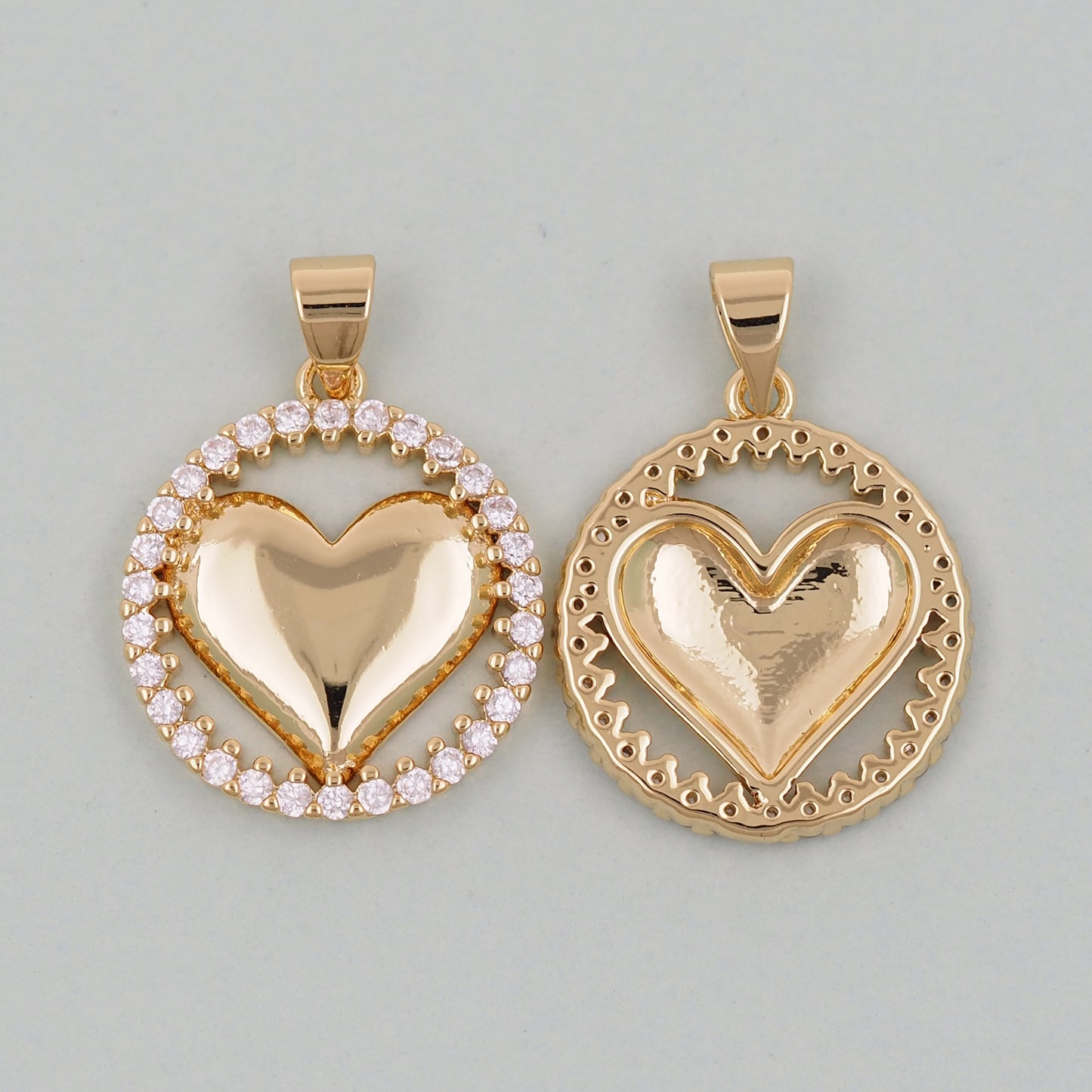 Gold Heart Charms,18K Gold Filled Heart Pendant,Heart Charm Bracelet Necklace for DIY Jewelry Making Supply