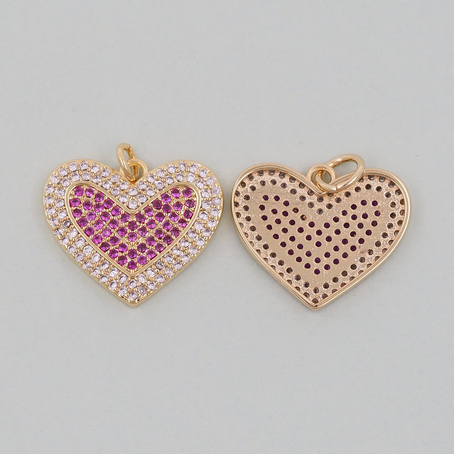 Gold Heart Charms,18K Gold Filled Heart Pendant,Heart Charm Bracelet Necklace for DIY Jewelry Making Supply