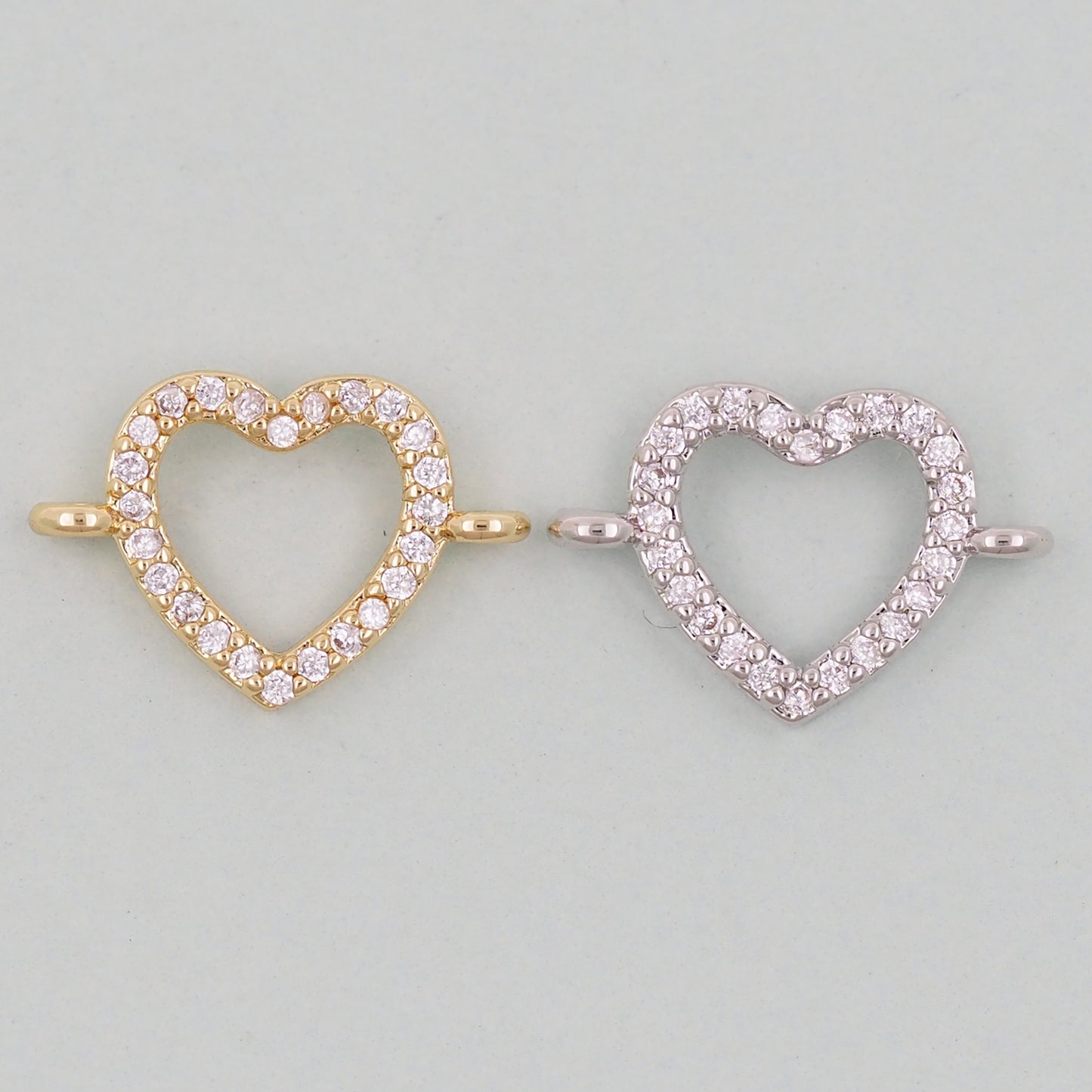 Gold Heart Connector Charms,18K Gold Filled Heart Pendant,Heart Charm Bracelet Necklace for DIY Jewelry Making Supply