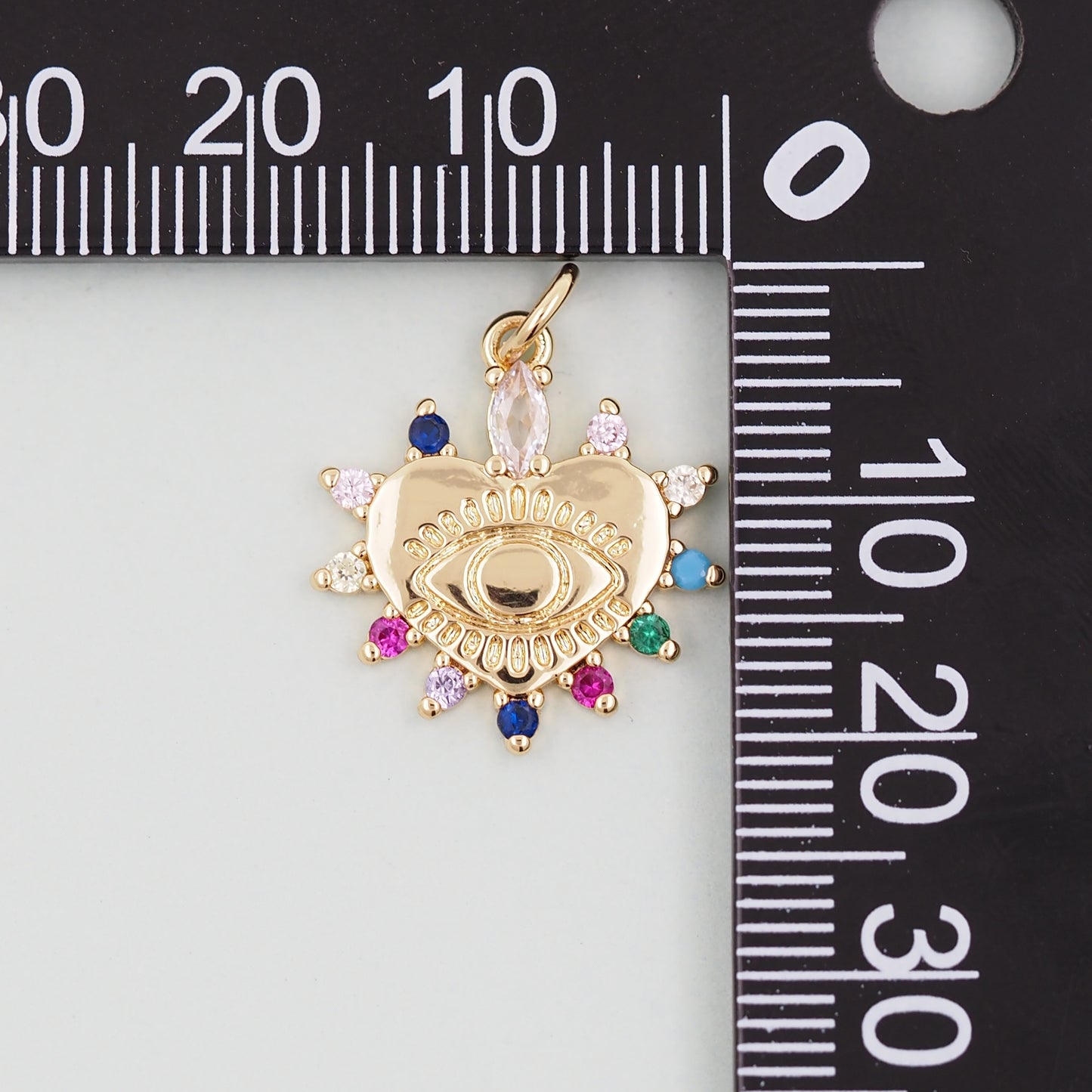 Gold Heart Evil Eye Charms,18K Gold Filled Heart Pendant,Heart Eye Charm Bracelet Necklace for DIY Jewelry Making Supply