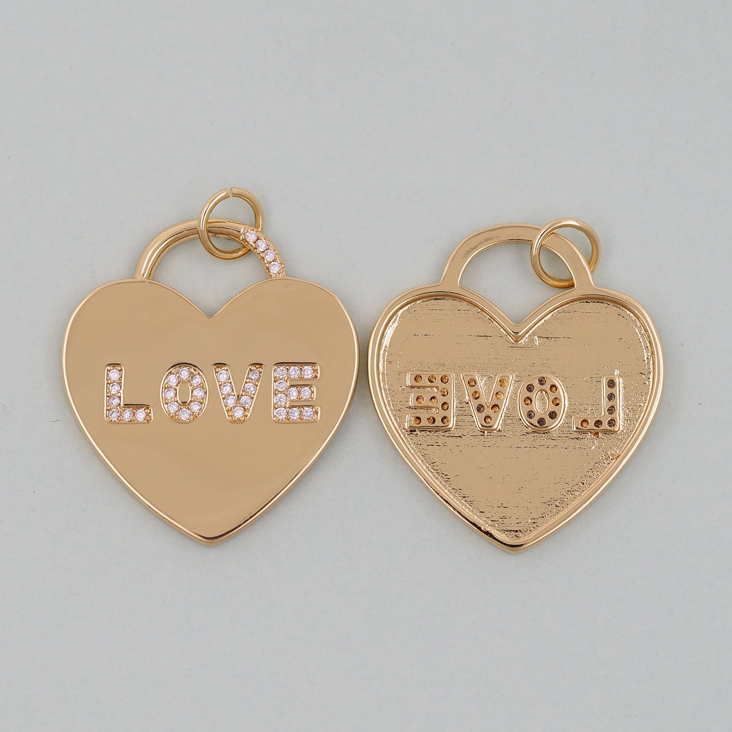 Gold Heart Charms,18K Gold Filled Heart Pendant,Heart Love Charm Bracelet Necklace for DIY Jewelry Making Supply