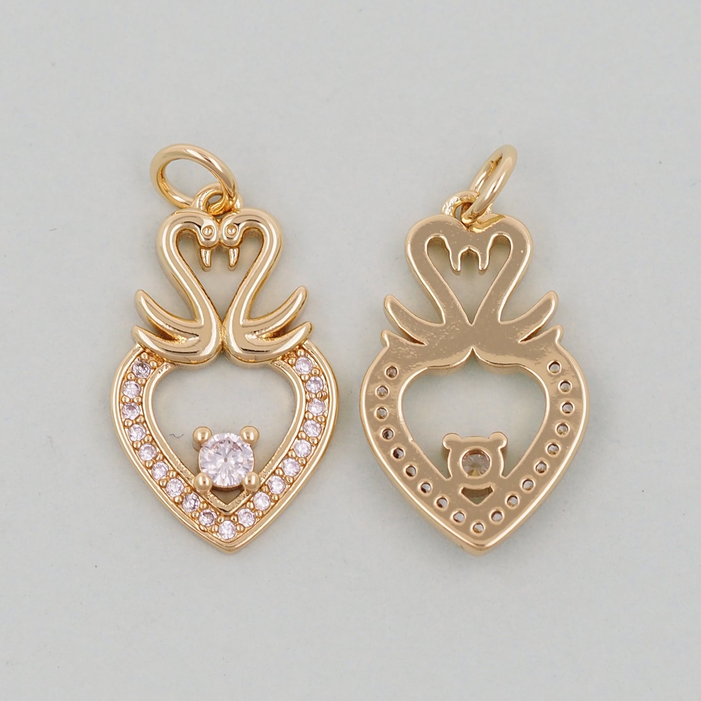 Gold Heart Charms,18K Gold Filled Heart Pendant,Heart Love Charm Bracelet Necklace for DIY Jewelry Making Supply