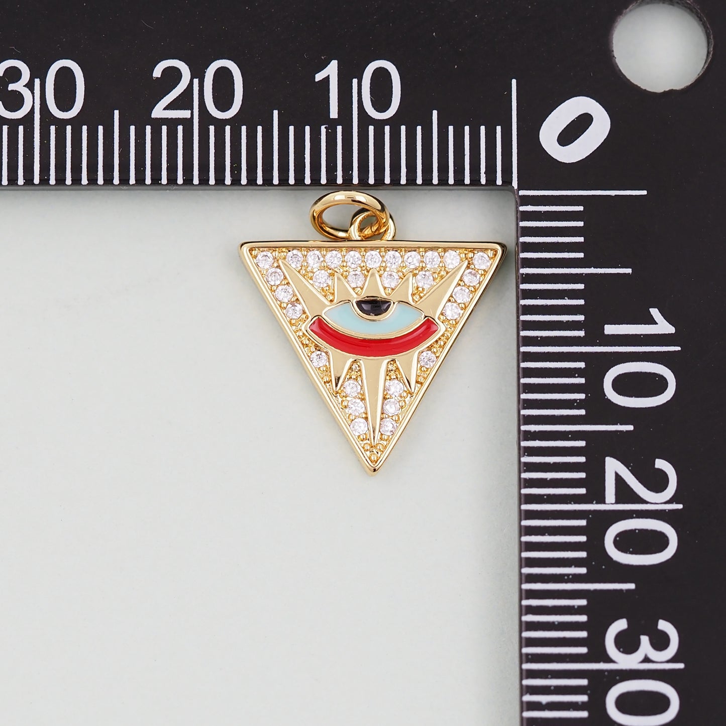 Gold triangle Charms,18K Gold Filled triangle Eye Pendant,triangle Evil Eye Charm Bracelet Necklace for DIY Jewelry Making Supply