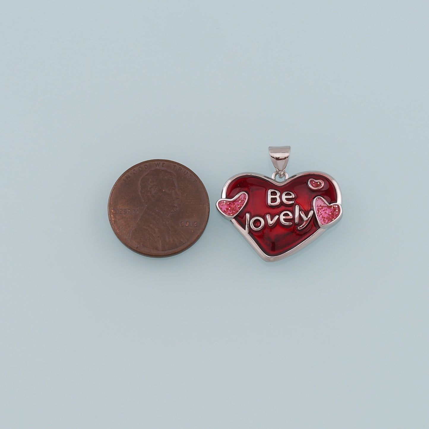 Gold Heart Charms,18K Gold Filled Heart Pendant,Enamel Be Lovely Charm Bracelet Necklace for DIY Jewelry Making Supply