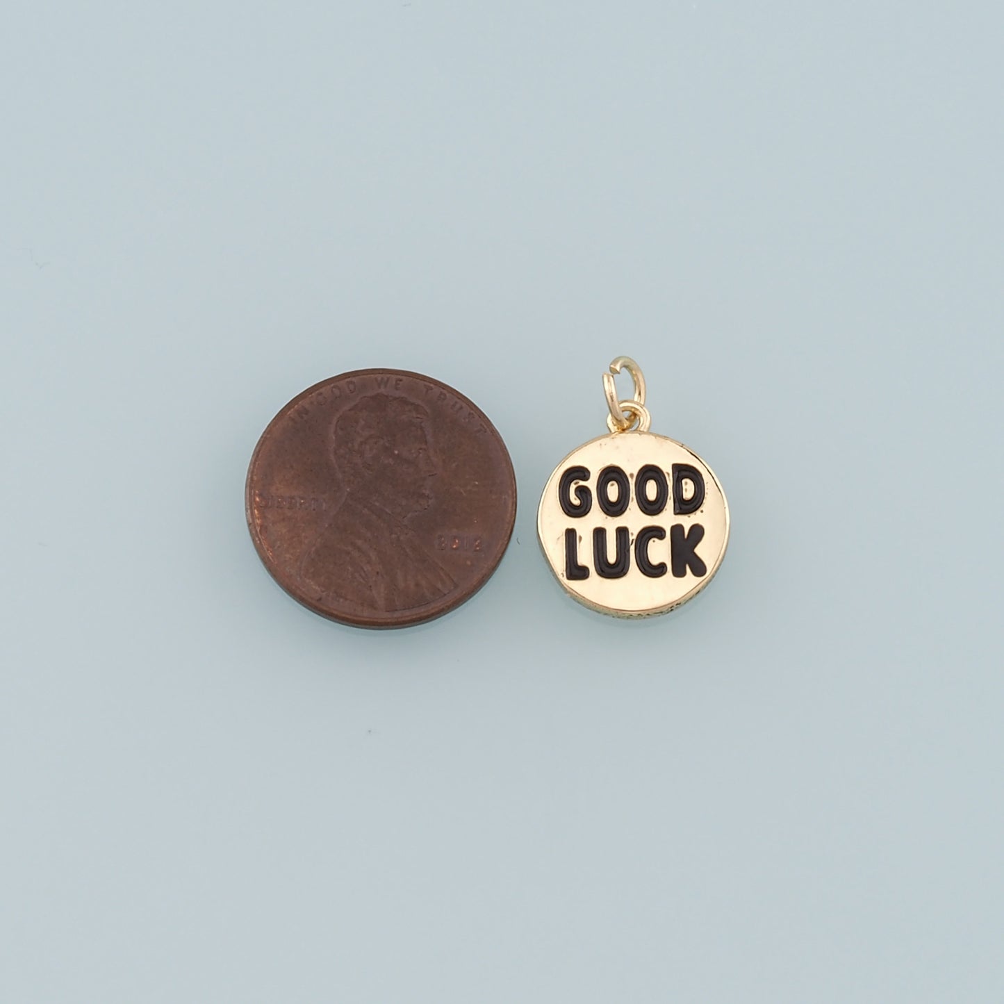 Gold Luck Charms,18K Gold Filled Good Luck Pendant,Enamel Good Luck Charm Bracelet Necklace for DIY Jewelry Making Supply