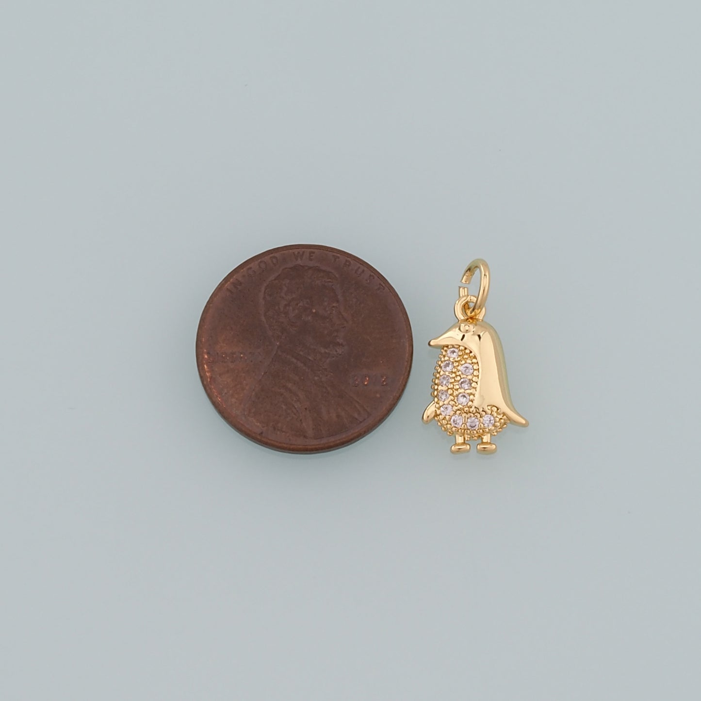 Gold Penguin Charms,18K Gold Filled Penguin Pendant,CZ Micro Pave Animal Charm Bracelet Necklace for DIY Jewelry Making Supply