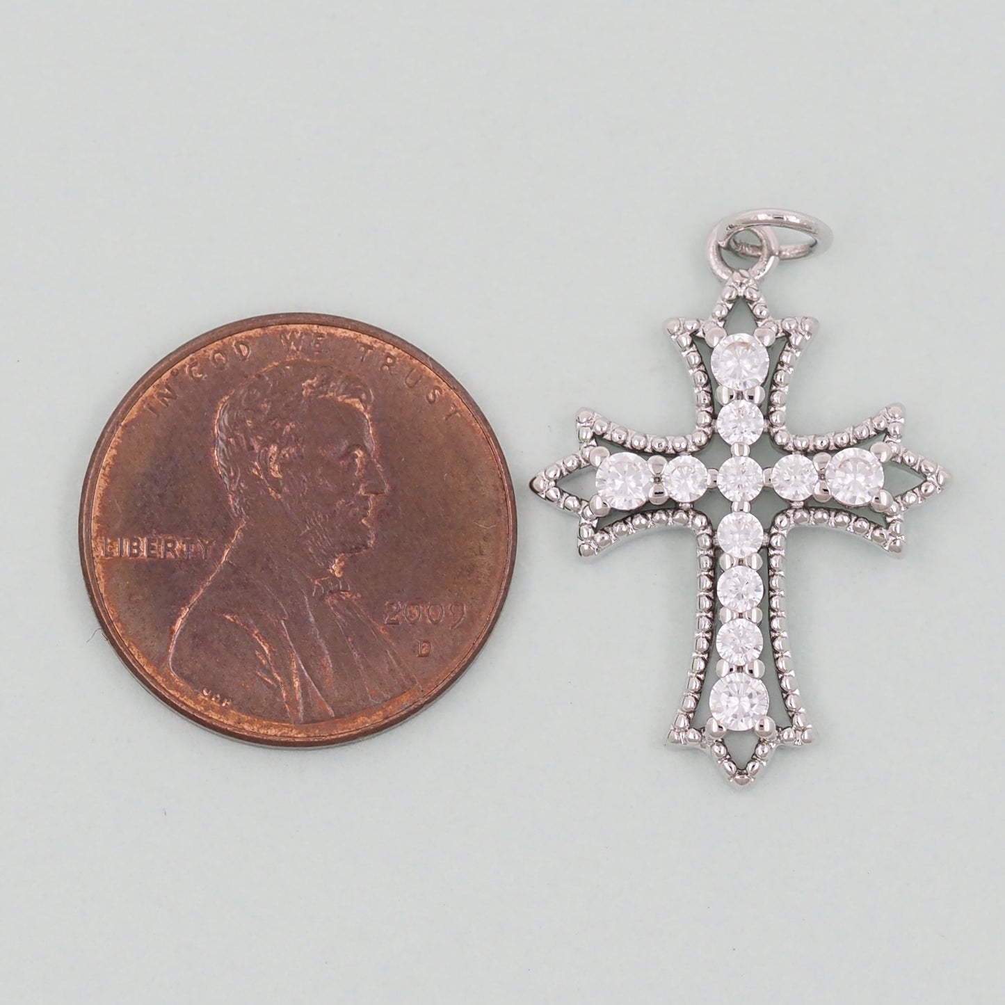 Gold Cross Charms,18K Gold Filled CZ Cross Pendant,Religious Charm Bracelet Necklace for DIY Jewelry Making Supply