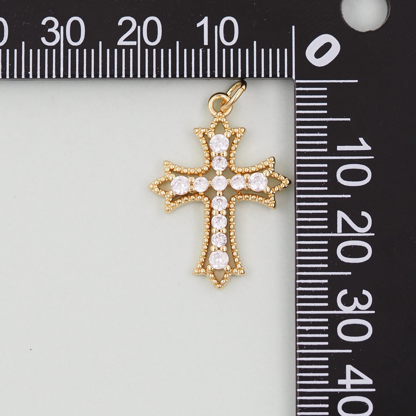 Gold Cross Charms,18K Gold Filled CZ Cross Pendant,Religious Charm Bracelet Necklace for DIY Jewelry Making Supply