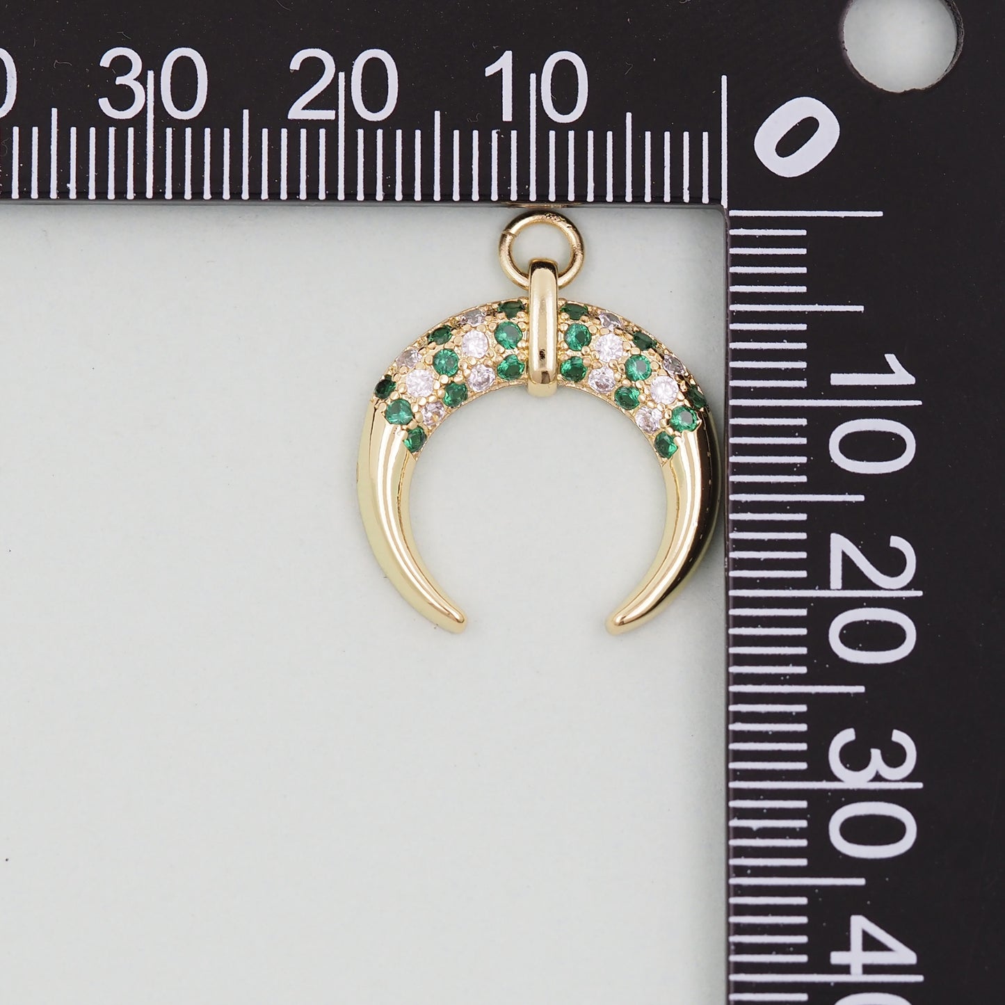 Gold Crescent Charms,18K Gold Filled Crescent Pendant,CZ Micro Pave Horns Charm Bracelet Necklace for DIY Jewelry Making Supply