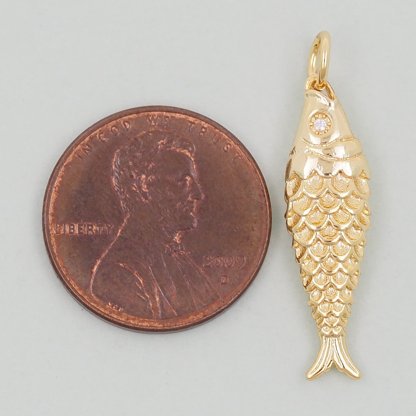 Gold fish Charms,18K Gold Filled CZ fish Pendant,fish Charm Bracelet Necklace for DIY Jewelry Making Supply