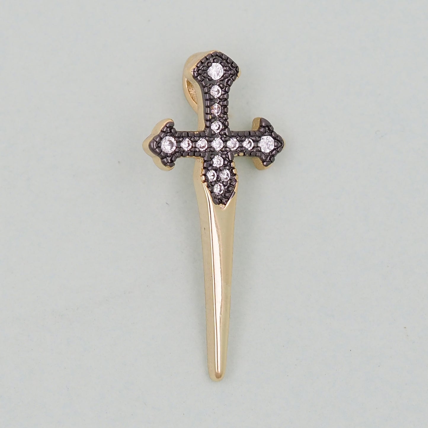 Gold Cross Charms,18K Gold Filled CZ Cross Pendant,Religious Charm Bracelet Necklace for DIY Jewelry Making Supply