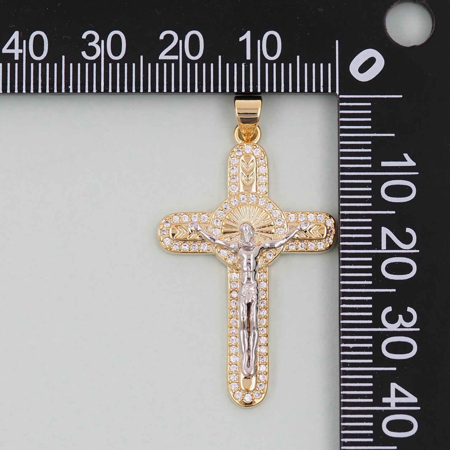 Gold Cross Jesus Charms,18K Gold Filled CZ Cross Pendant,Religious Charm Bracelet Necklace for DIY Jewelry Making Supply
