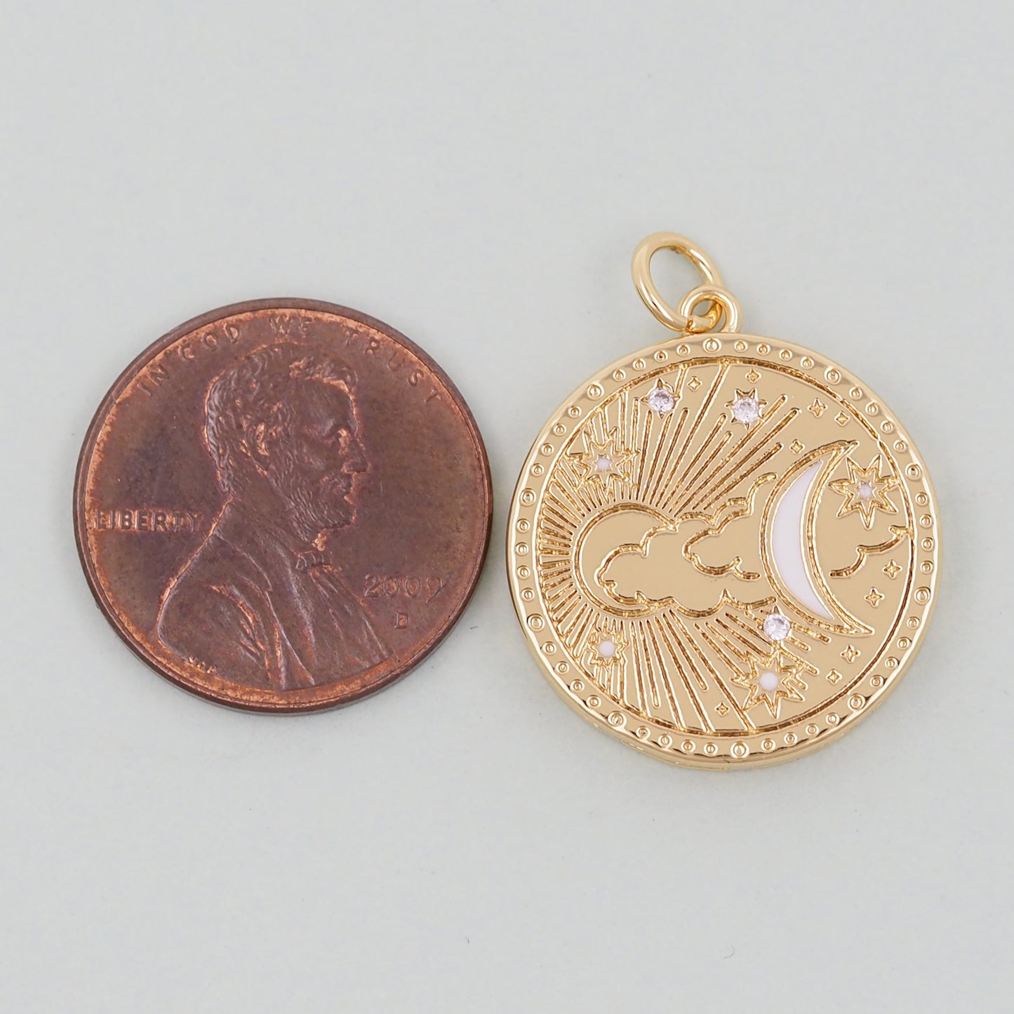 Gold Moon Charms,18K Gold Filled Moon Pendant,CZ Micro Pave Celestial Charm Bracelet Necklace for DIY Jewelry Making Supply