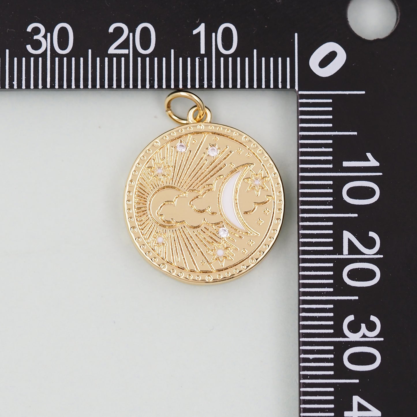 Gold Moon Charms,18K Gold Filled Moon Pendant,CZ Micro Pave Celestial Charm Bracelet Necklace for DIY Jewelry Making Supply