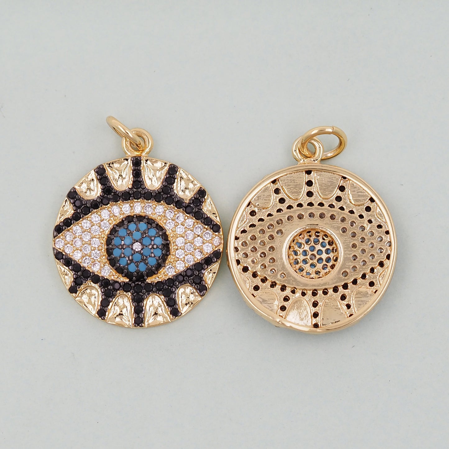 Gold Evil Eye Charms,18K Gold Filled Evil Eye Pendant,Evil Eye Charm Bracelet Necklace for DIY Jewelry Making Supply