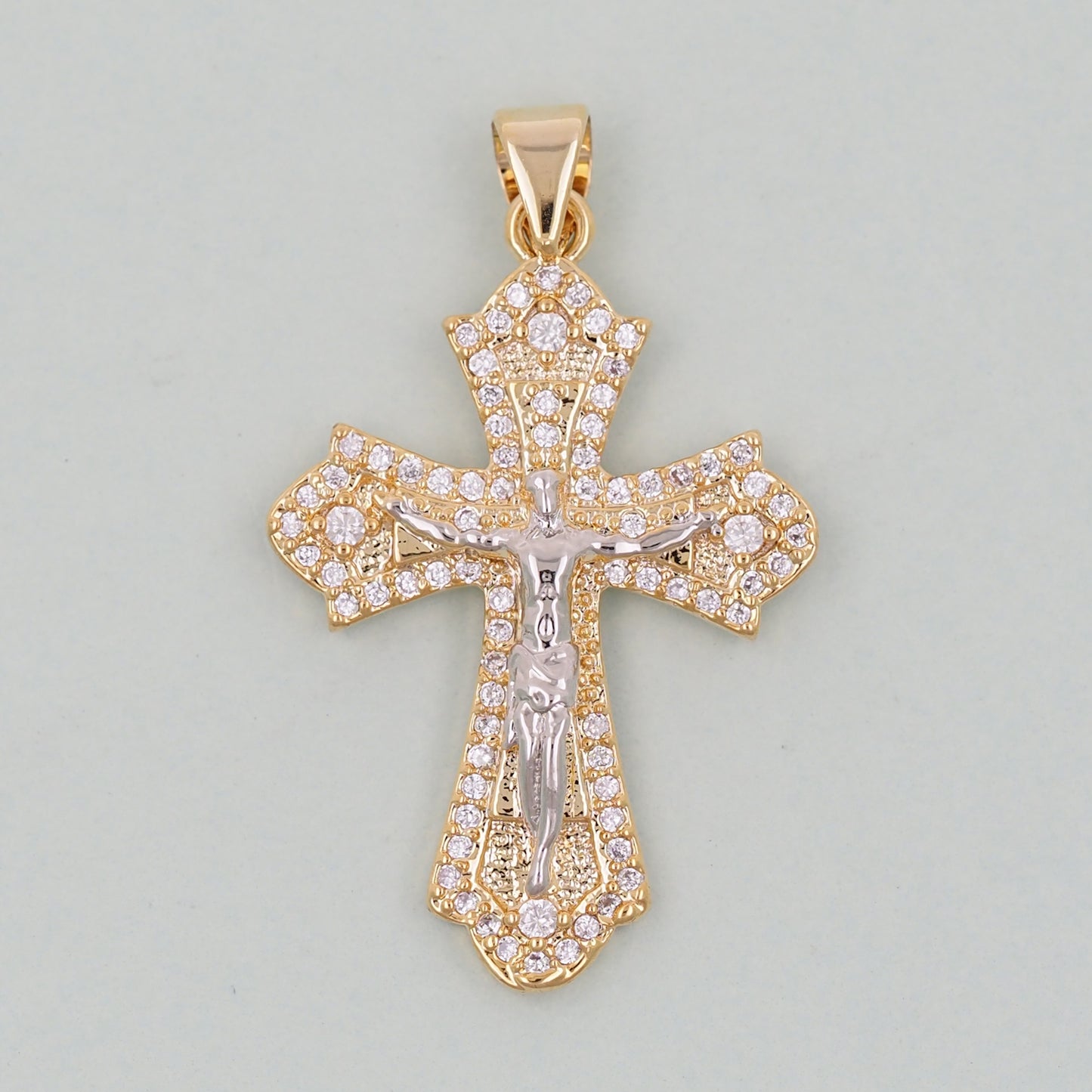 18K Gold Filled Cross Pendant,Cross Charm Bracelet Necklace for DIY Jewelry Making Supply