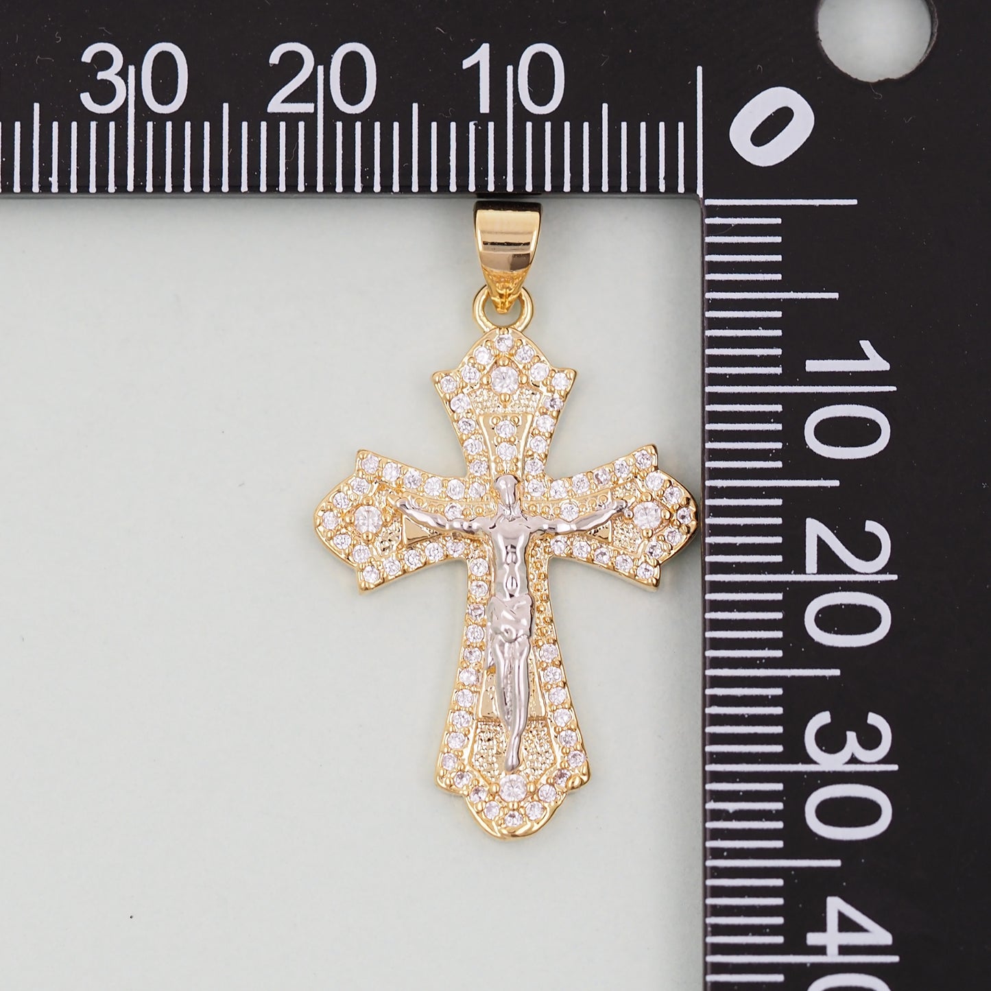 18K Gold Filled Cross Pendant,Cross Charm Bracelet Necklace for DIY Jewelry Making Supply