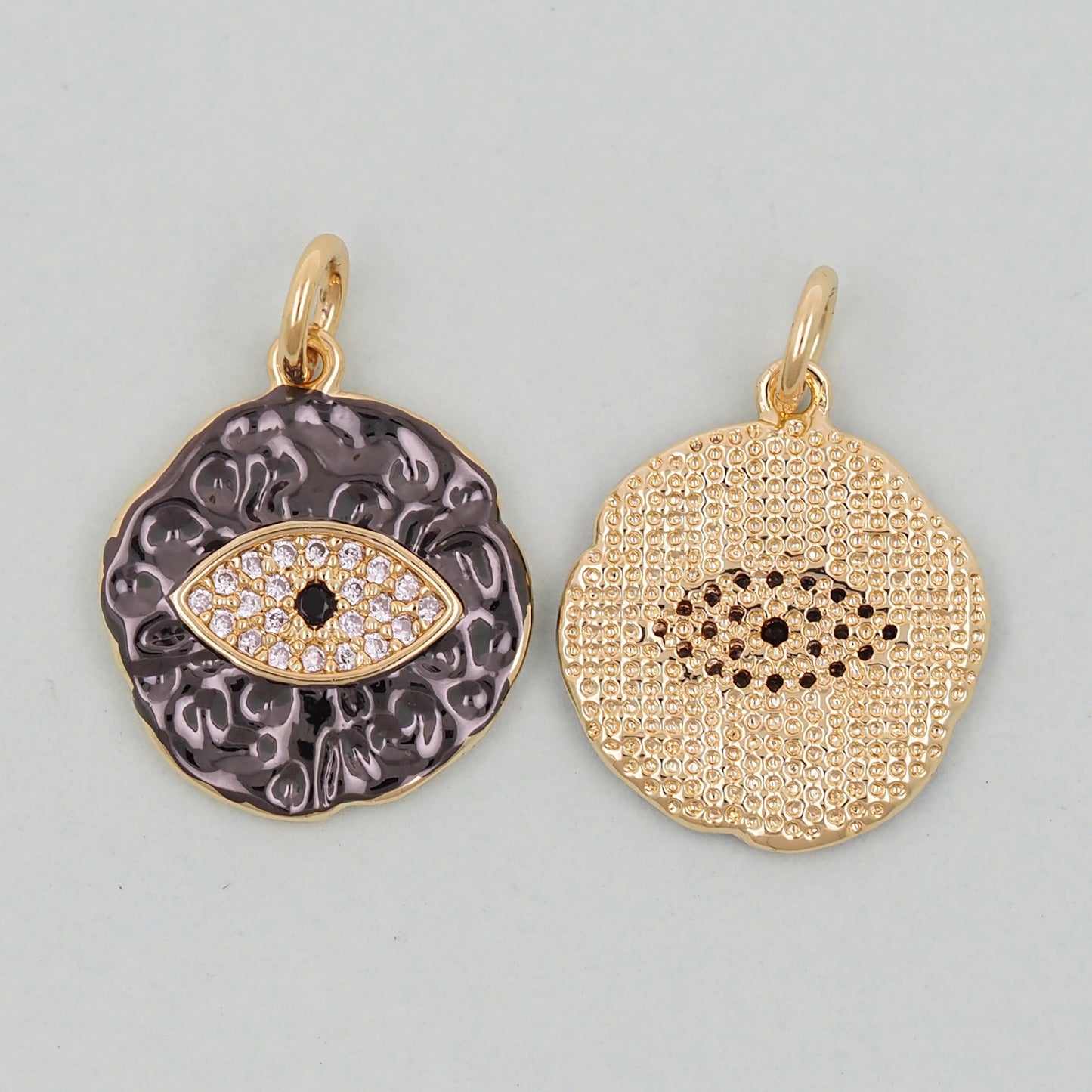 18K Gold Filled Evil Eye Pendant,Evil Eye Charm Bracelet Necklace for DIY Jewelry Making Supply
