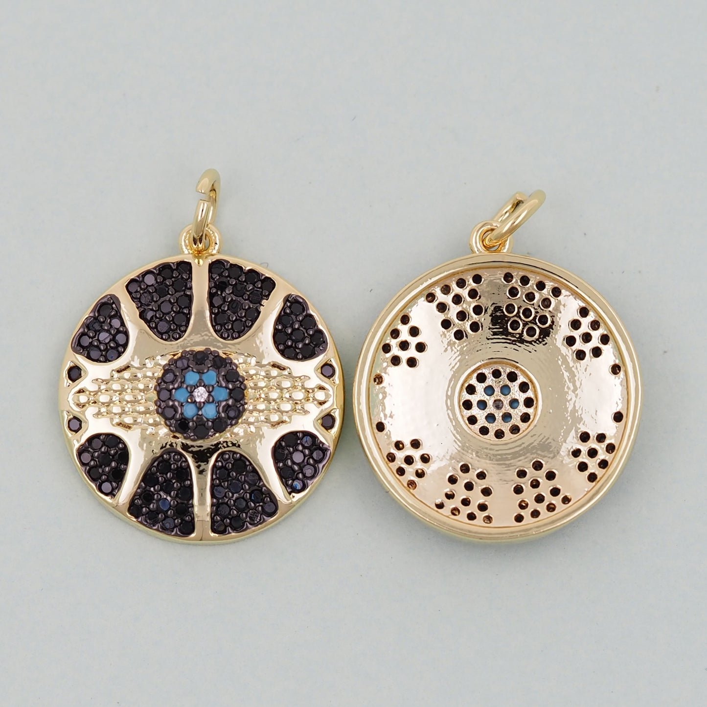18K Gold Filled Evil Eye Pendant,Evil Eye Charm Bracelet Necklace for DIY Jewelry Making Supply