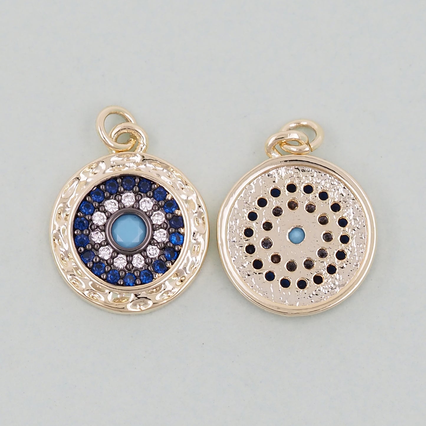18K Gold Filled Evil Eye Pendant,Evil Eye Charm Bracelet Necklace for DIY Jewelry Making Supply