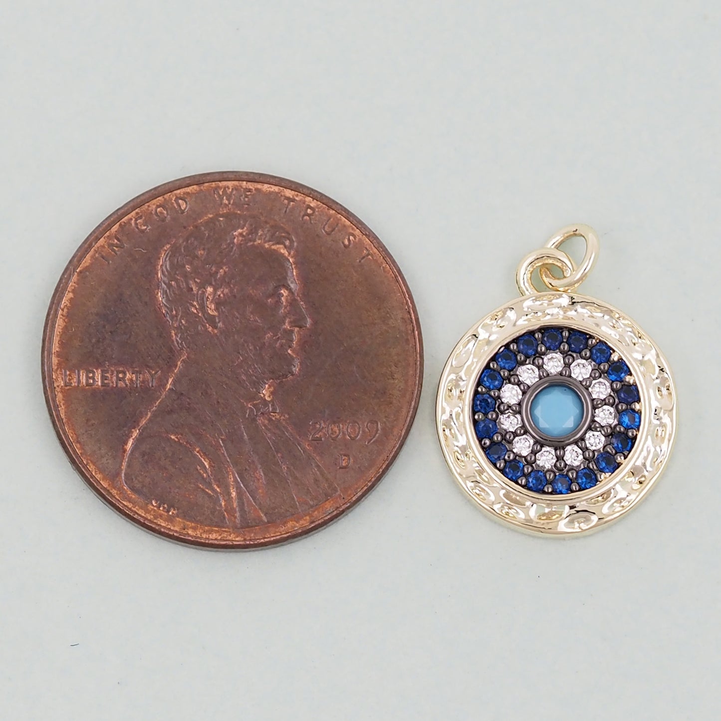 18K Gold Filled Evil Eye Pendant,Evil Eye Charm Bracelet Necklace for DIY Jewelry Making Supply