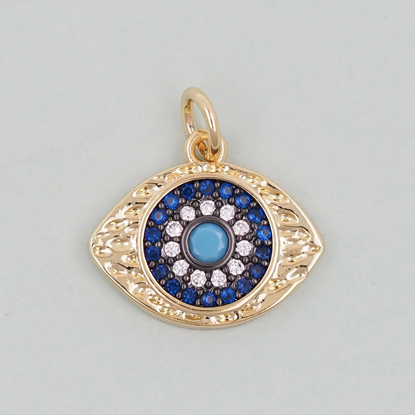 18K Gold Filled Evil Eye Pendant,Evil Eye Charm Bracelet Necklace for DIY Jewelry Making Supply