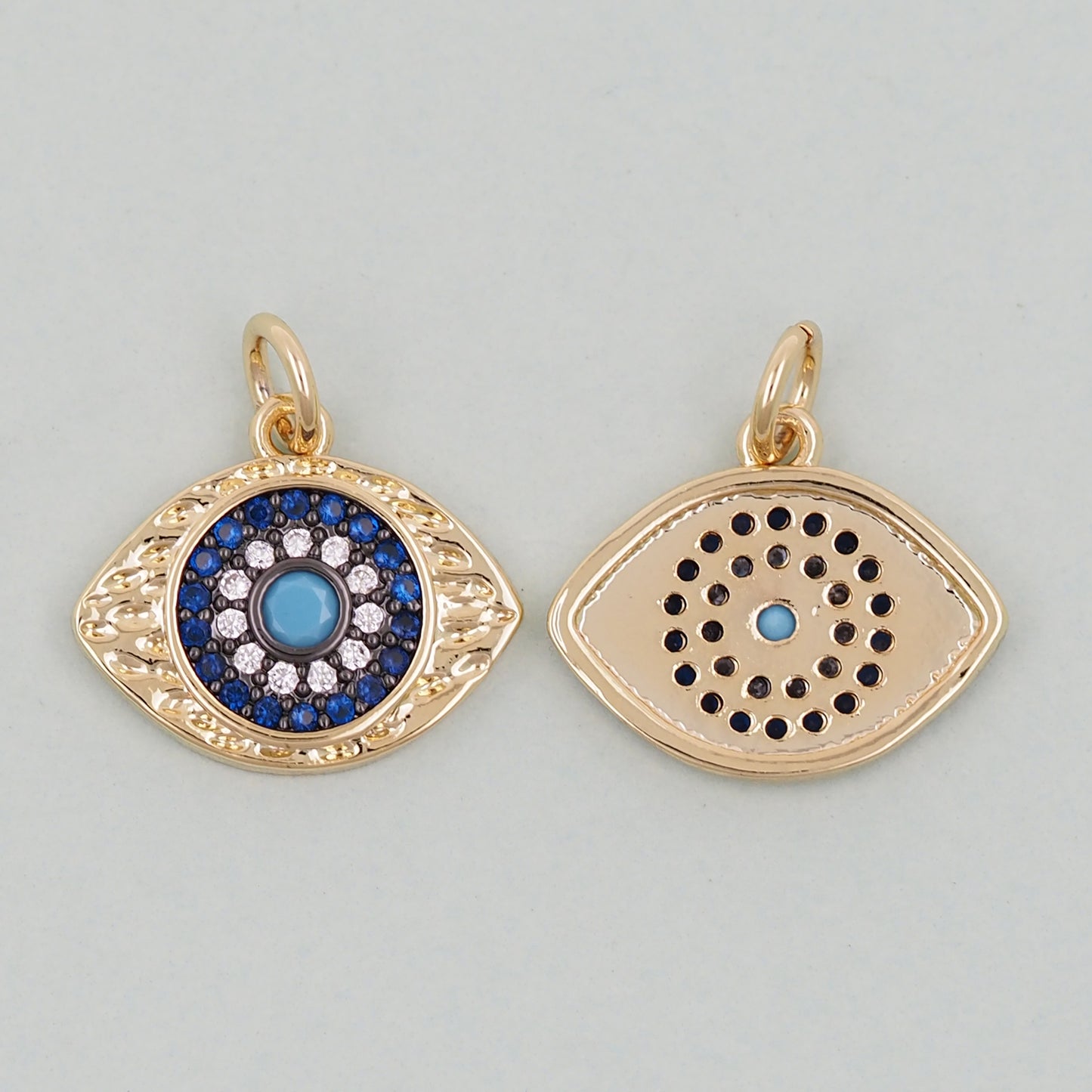 18K Gold Filled Evil Eye Pendant,Evil Eye Charm Bracelet Necklace for DIY Jewelry Making Supply