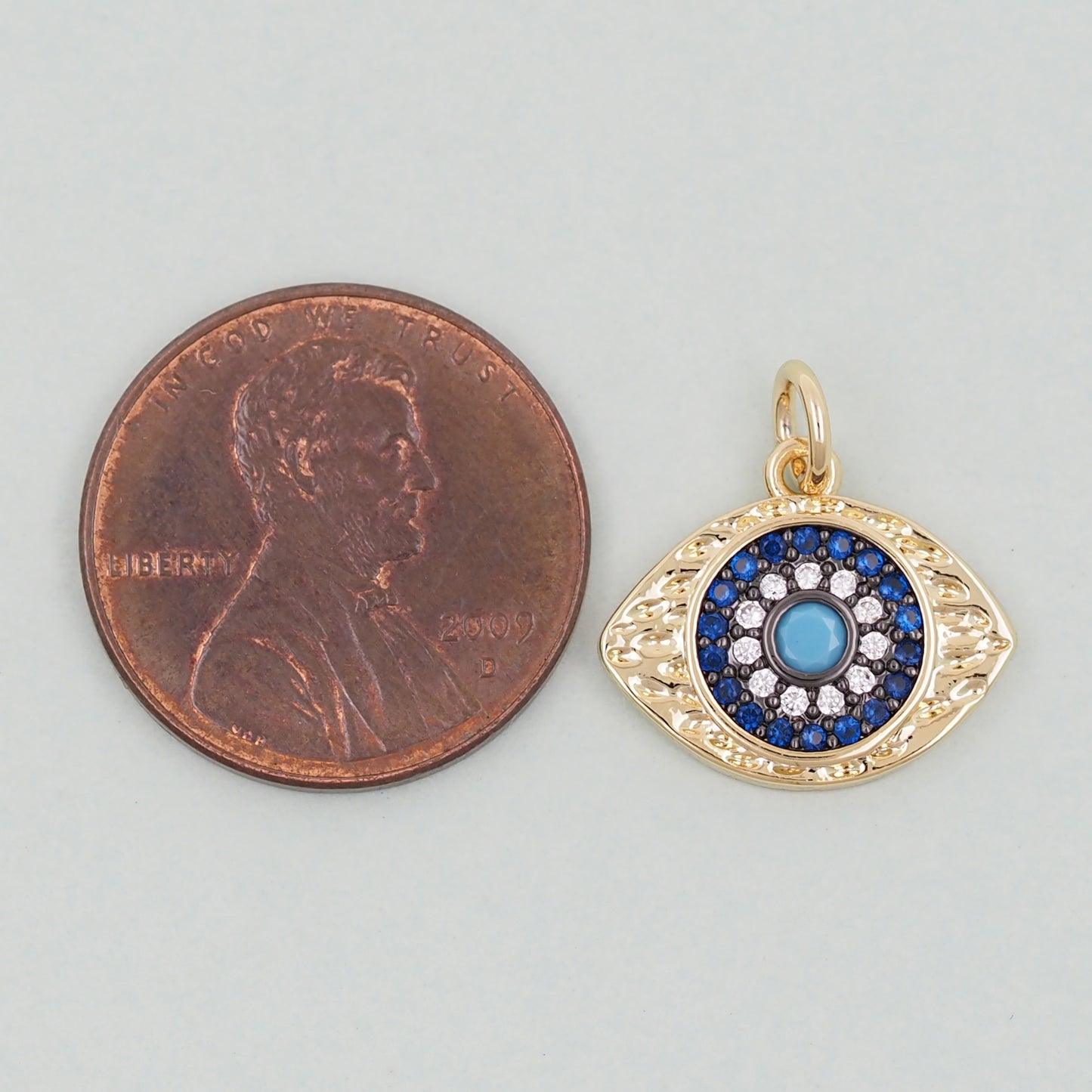 18K Gold Filled Evil Eye Pendant,Evil Eye Charm Bracelet Necklace for DIY Jewelry Making Supply