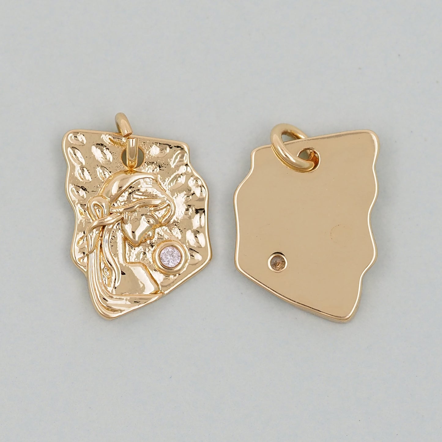 18K Gold Filled Geometric Pendant,Geometric Charm Bracelet Necklace for DIY Jewelry Making Supply