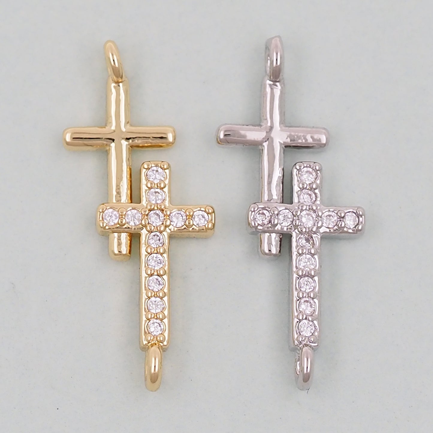 18K Gold Filled Cross Pendant,Cross Charm Bracelet Necklace for DIY Jewelry Making Supply