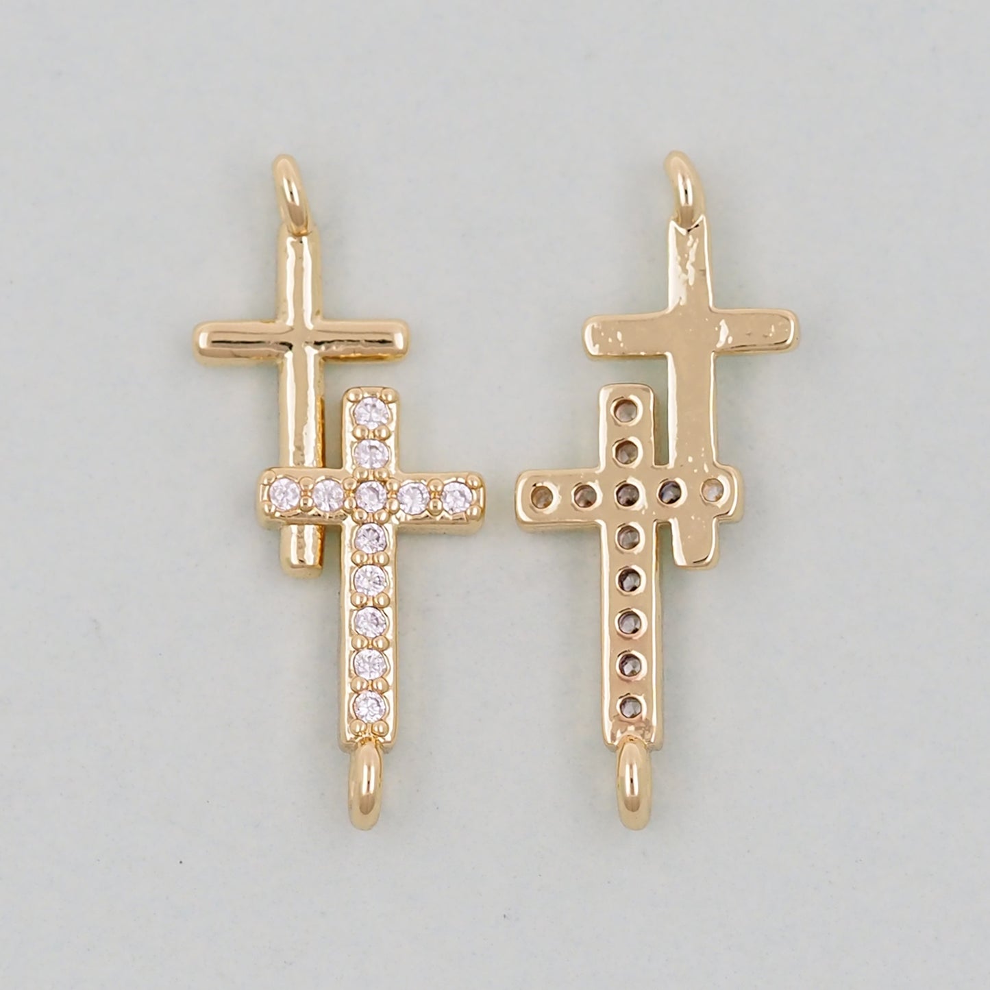 18K Gold Filled Cross Pendant,Cross Charm Bracelet Necklace for DIY Jewelry Making Supply