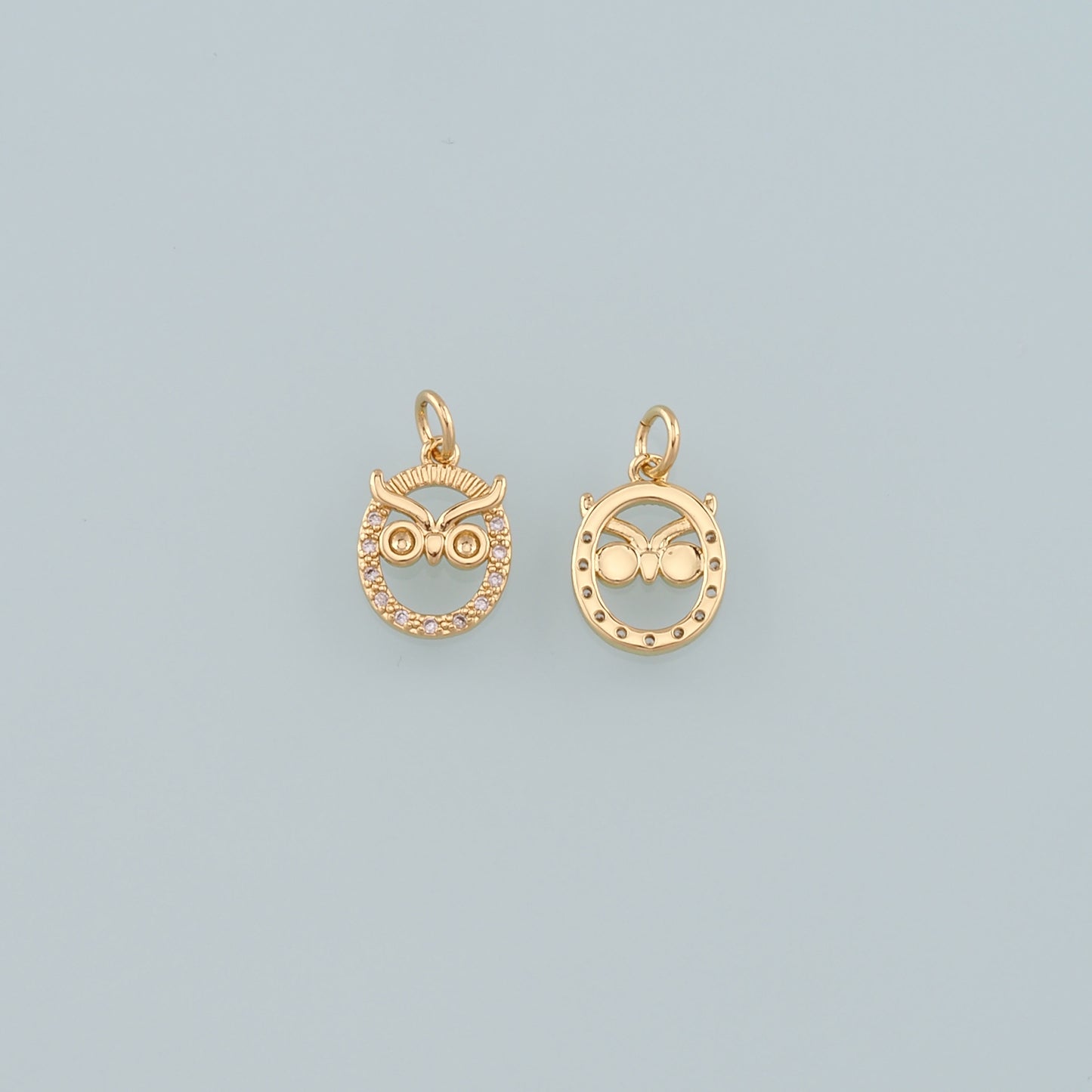 Gold Bird Charms,18K Gold Filled Owl Pendant,CZ Micro Pave Owl Charm Bracelet Necklace for DIY Jewelry Making Supply