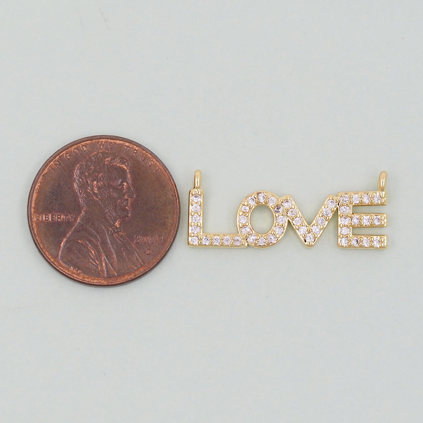 Gold Love Connector Charms,18K Gold Filled Love Pendant,Love Charm Bracelet Necklace for DIY Jewelry Making Supply